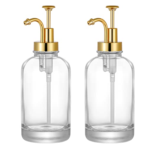 17oz Glass Soap Dispenser with Gold Pump - Perfect for Kitchen