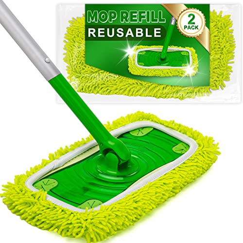 Reusable Dust Mop Pads for Swiffer Sweeper XL, Microfiber Wet &  Dry(green)-2