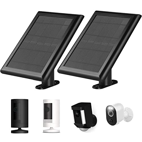 2 Packs Solar Panel for Ring- Spotlight &Stick Up Outdoor Cam Battery,Portable Solar Charger Compatible with Ring- Security Camera Battery Replacement
