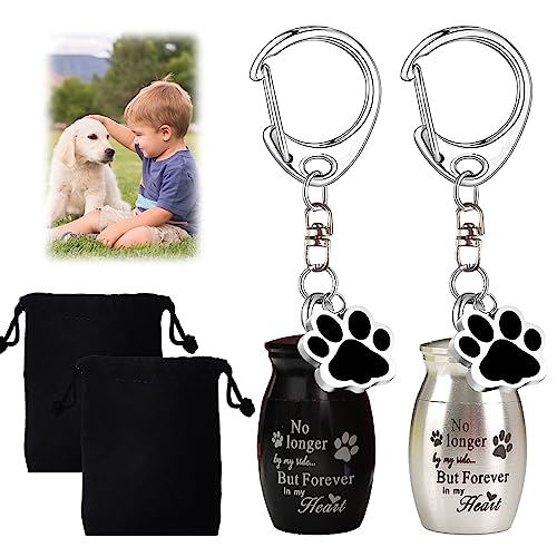 Stainless Steel Pet Urns Keychain with 2 Velvet Storage Bags