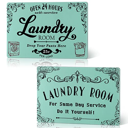 Retro Metal Tin Laundry Room Decors: Open 24 Hours & Rules