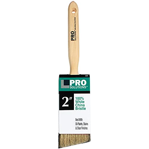2" Pro Solutions 23220 White China Bristle Paint Brush Angle Sash, Standard Handle