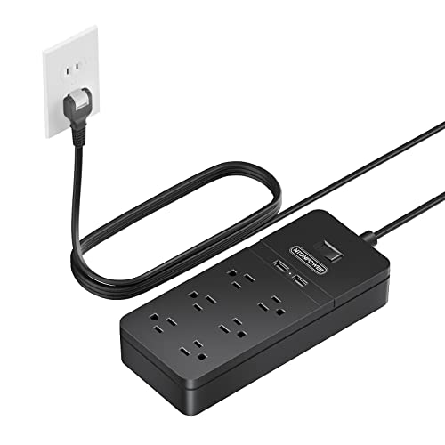 2 Prong Surge Protector Power Strip with 10ft Extension Cord