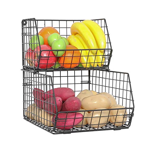 2-Tier Wall-mounted & Countertop Tiered Storage Baskets
