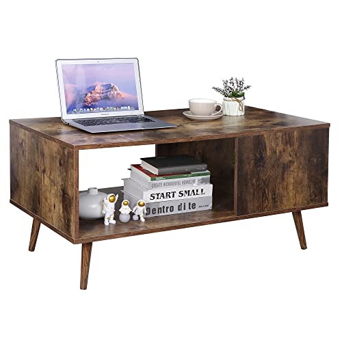 2 Tier Wooden Coffee Table with Storage Shelf