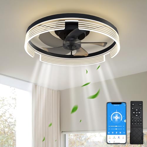 20 Inch Modern Flush Mount Ceiling Fans With Remote Control