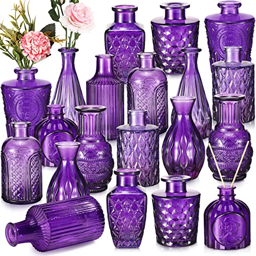 20 Pcs Glass Bud Vase Set - Vintage Flower Vases for Centerpieces