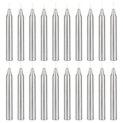 20 pcs Unscented Silver Mini Taper Candle