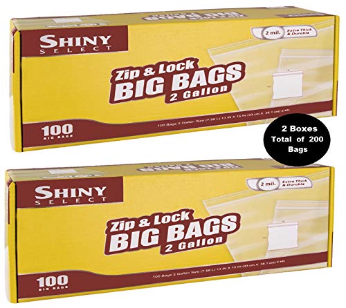 Clearly Elegant 2 Gallon Zipper Top Storage Bags, 200 Count