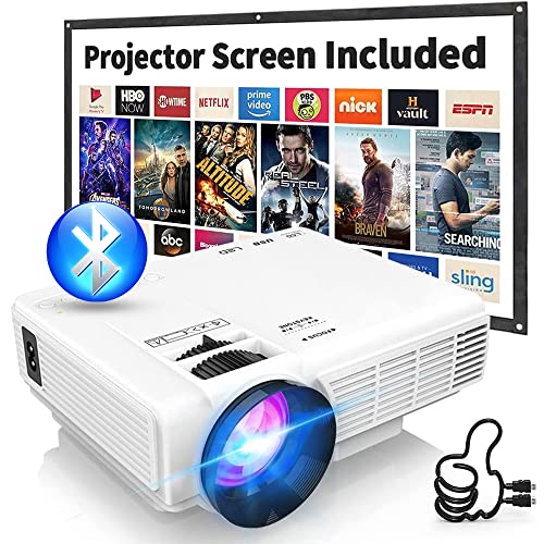 2023 Mini Projector with Bluetooth and Projector Screen