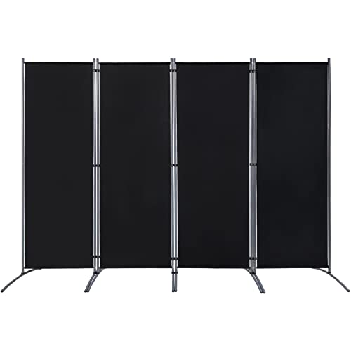 Portable 4-Panel Room Divider for Workspace Privacy - Black
