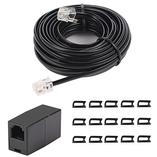 20ft Telephone Extension Cord with RJ11 Plug and 1 in-Line Couplers