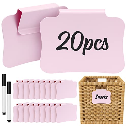 HOOMTREE 20PCS Plastic Basket Labels Clip On - Pink