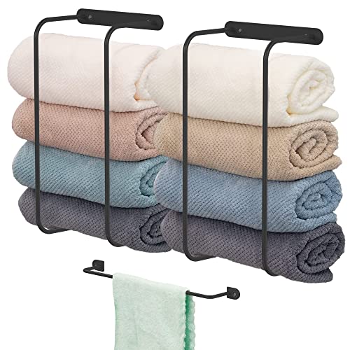 2+1 Set Towel Racks for Bathroom - Black