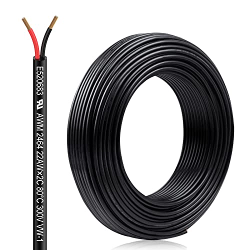 UBOORY 22AWG 2-Conductor PVC Cord 32.8FT Low Voltage LED Cable