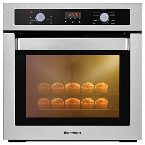 24 Inch Single Wall Oven, thermomate 2.3Cu.ft. Total Capacity Electric Built-in Oven with 9 Cooking Functions