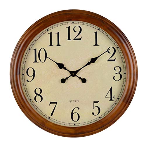 24-Inch Wood Silent Wall Clock - Brown