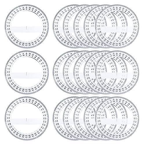 24-Pack 360-degree Protractors, Crystal Clear