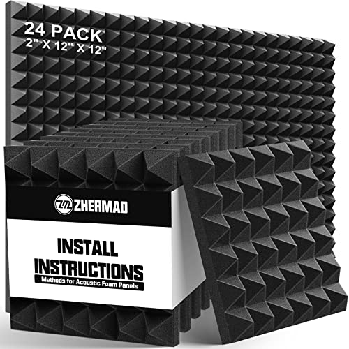 24 Pack Acoustic Foam Panels - Soundproofing Solution for Studios and Offices