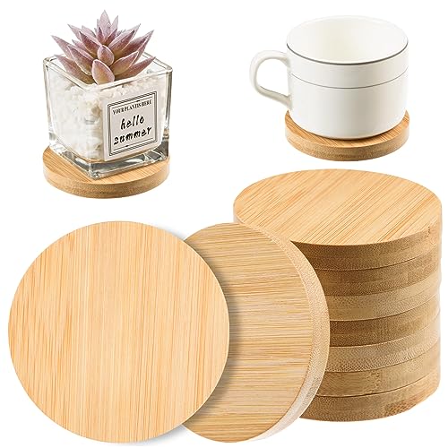 Natural Bamboo Wood Coasters Set for Home and Kitchen
