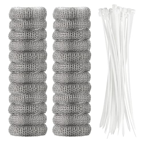 24 Pieces Lint Traps Washing Machine Stainless Steel Lint Snare Traps Laundry Mesh Washer Hose Filter with 24 Pcs Cable Ties