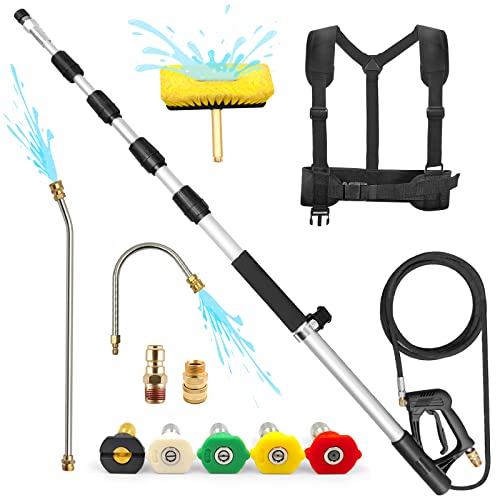 24FT Telescoping Pressure Washer Extension Wand with Brush