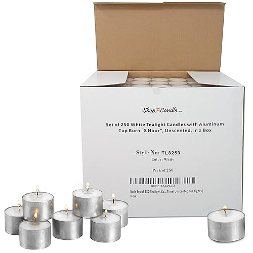 250 Tea Light Candles In Metal Cups Long Burning White Unscented Candles 4109Ubvxf7L 