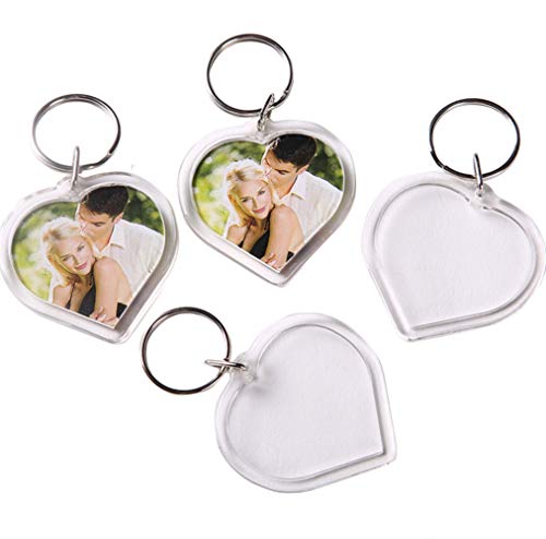 Clear Heart Acrylic Photo Frame Keychains - Custom DIY Insert Picture Frames
