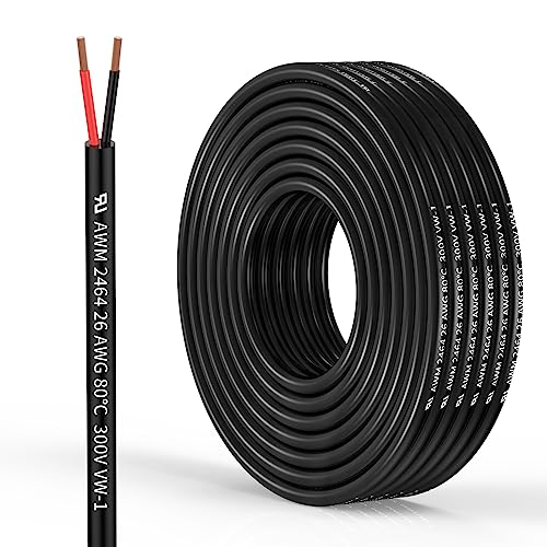 Flexible 26AWG 2 Conductor Electrical Wire for LED Strips and Lamps - 32.8FT