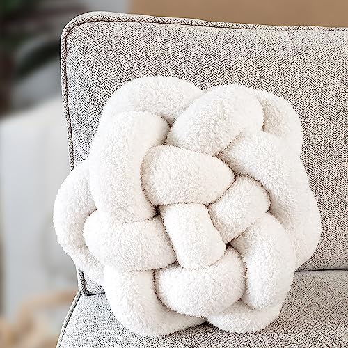 13" Handmade Knot Throw Pillow | Sherpa Soft Bed/Couch Decor Pillow