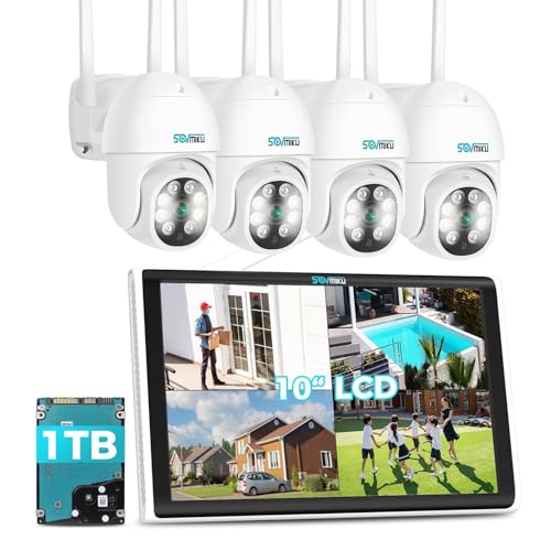 Wireless Security Camera System with 2K Human Detection and 10" LCD Monitor