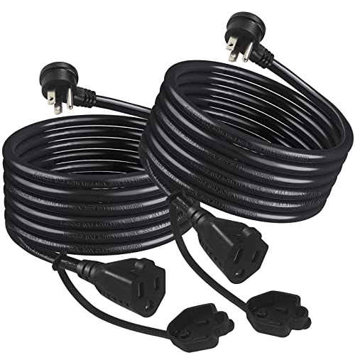 [2PACK] Black Outdoor Power Extension Cord