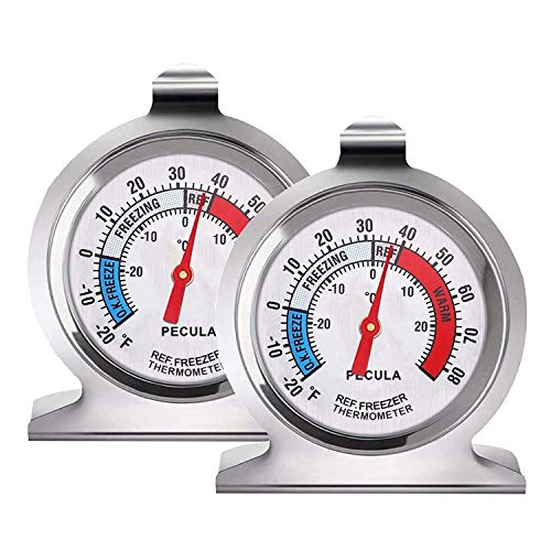 PECULA Fridge Thermometer: Large Dial, -30-30 deg C/-20-80 deg F