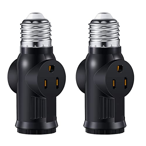 2Pcs Light Socket to Plug Adapter