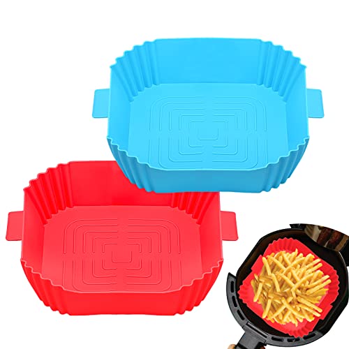 2pcs 7.5 Inch Reusable Silicone Air Fryer Liners For Air Fryer Basket,  Universal 5qt 6qt 7qt Air Fryer Accessories, Dishwasher Safe