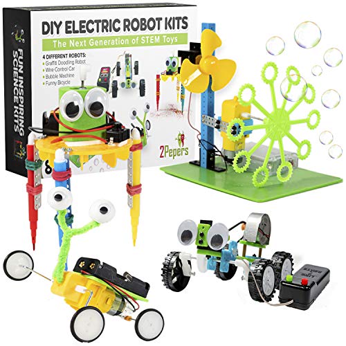 2Pepers 4-in-1 Electric Motor Robotic Science Kit for Kids, STEM DIY Toy