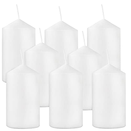 2x4 High White Pillar Candles, Set of 8