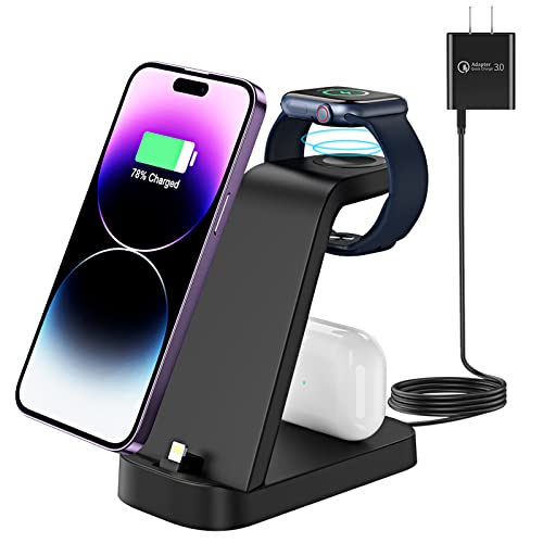 3 in 1 Charging Station for iPhone, Fast Charging Dock Stand