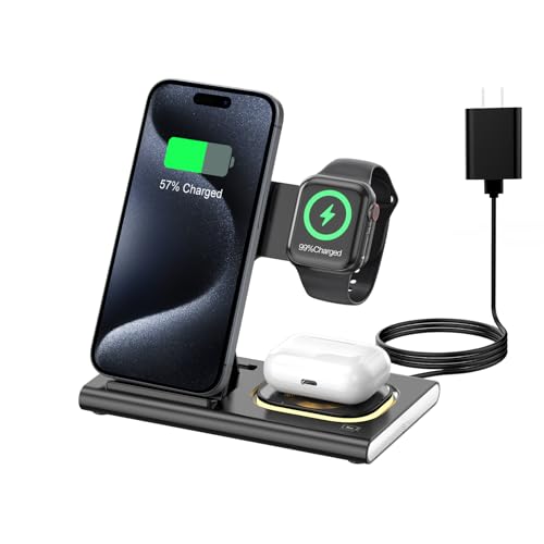Aresh 3-in-1 Apple Charging Station & Fast Wireless Charger - Black