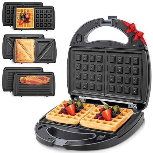 3-In-1 Waffle Maker Sandwich Toaster Panini Press Grill