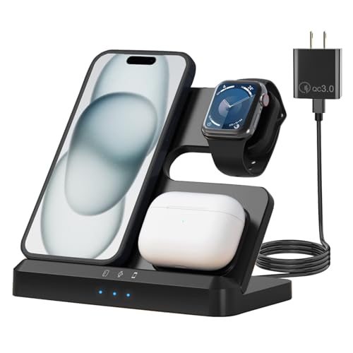 3 in 1 Wireless Charging Station for iPhone, Apple Watch, and AirPods