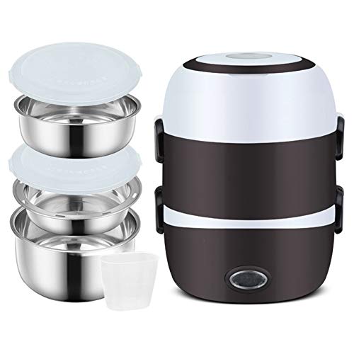 Jihong Electric Lunch Box with Steamer and Stainless Steel Bowls