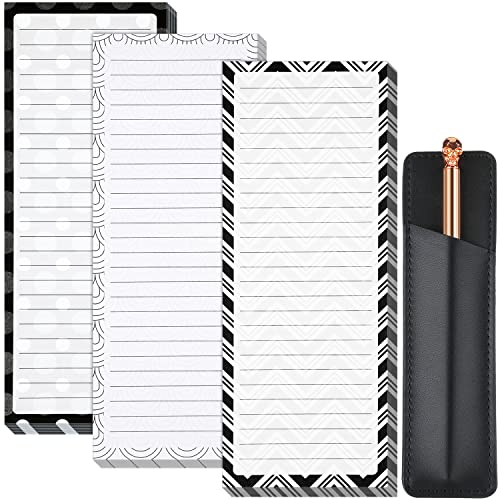 3 Magnetic Notepads for Fridge with Pen Holder