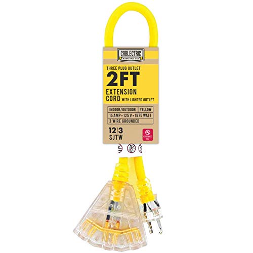 3 Outlet Outdoor Extension Cord - Cablectric 2 Ft
