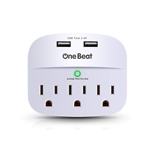 3-Outlet Surge Protector with 2 USB Charger, 490 Joules, ETL Listed" - One Beat