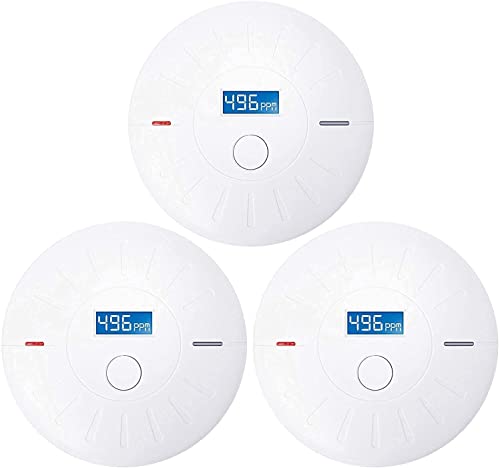 3 Pack 10 Year Battery Operated Smoke Detector and Carbon Monoxide Detector, Travel Portable Photoelectric Fire Co Alarm for Home, Kitchen