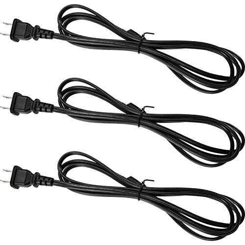 Fiada 3 Pack Black Lamp Cord with Molded Plug, Ready for Wiring, 6 Feet