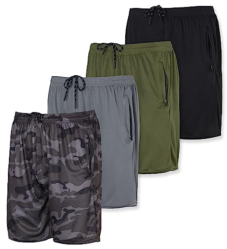 Men's 3-Pack Active Running Shorts with Zipper Pockets - Set 6, M