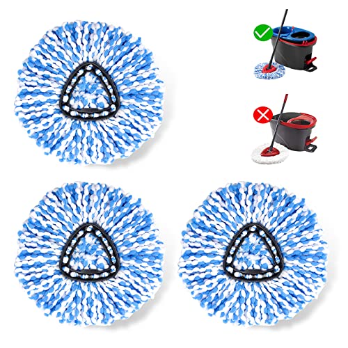 3 Pack Mop Head Replacement for O Cedar Rinse Clean Mop Replace Head, Spin Mop Refill for Ocedar Mop Heads Replacements 2 Tank System, Microfiber, Machine Washable