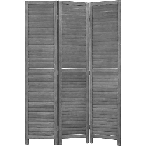 Gray Wood 3 Panel Room Divider 4.3 Ft Tall for Home Office